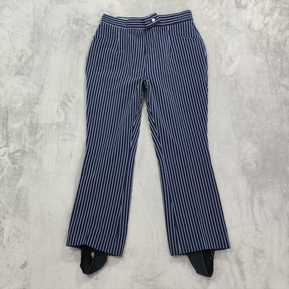 Vintage Edelweiss Pants Womens 18R Blue White Striped Flare Bell Bottom Stirrups